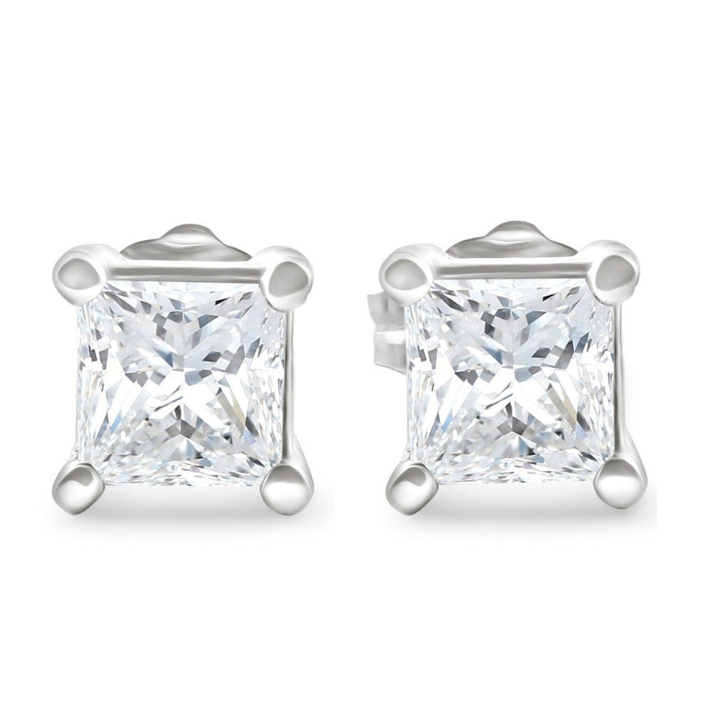 1 1/4Ct Princess Cut Diamond Studs in 14k White or Yellow Gold Lab Grown 7686670614588