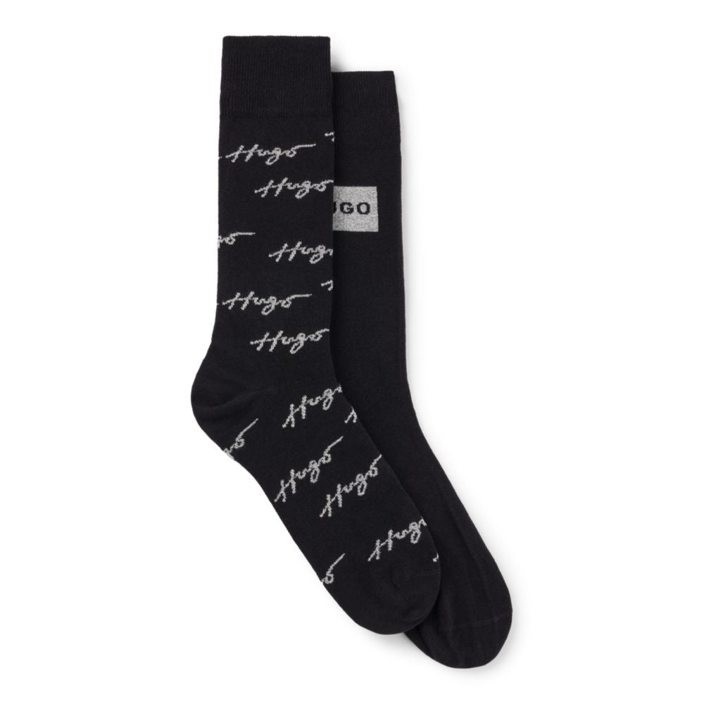 Two-pack of regular-length socks with stacked logos