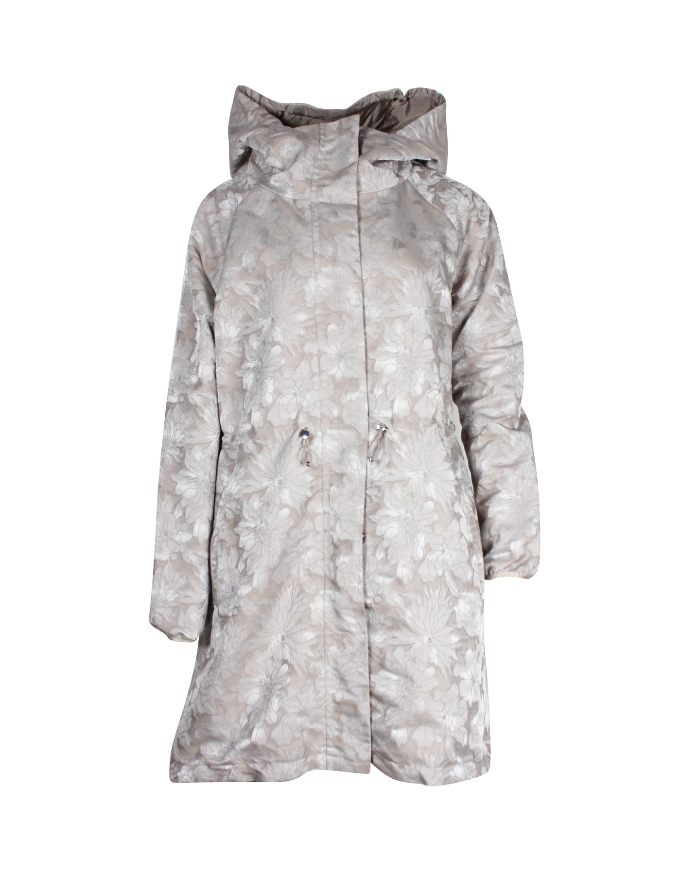 Max Mara Weekend Reversible Floral Parka in Silver Nylon 7826341560380