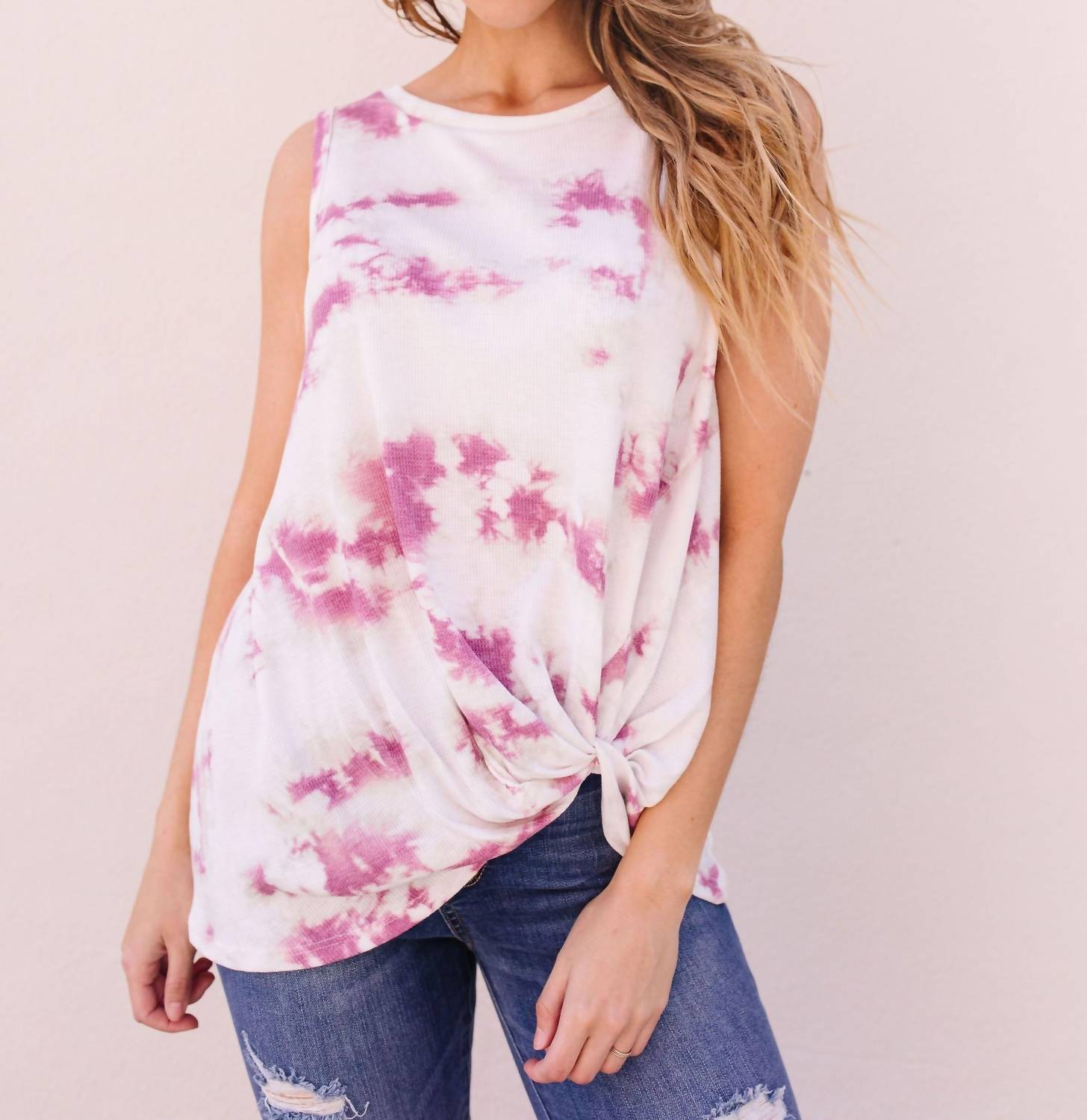 Tie Dye With A Twist Tank In Mauve