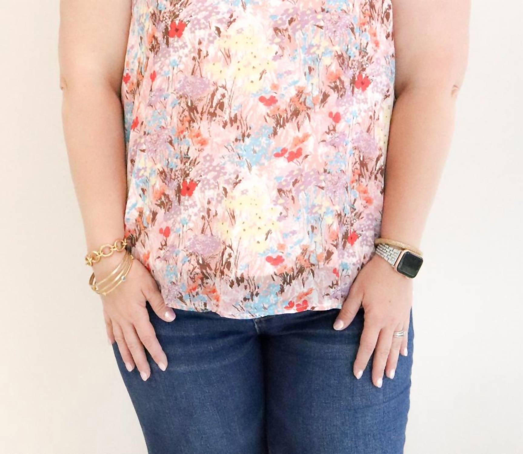 Yoryo Chiffon Floral Top In Pink