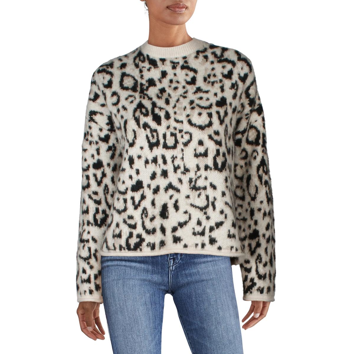 Animal Print Long Sleeve Crewneck Sweater