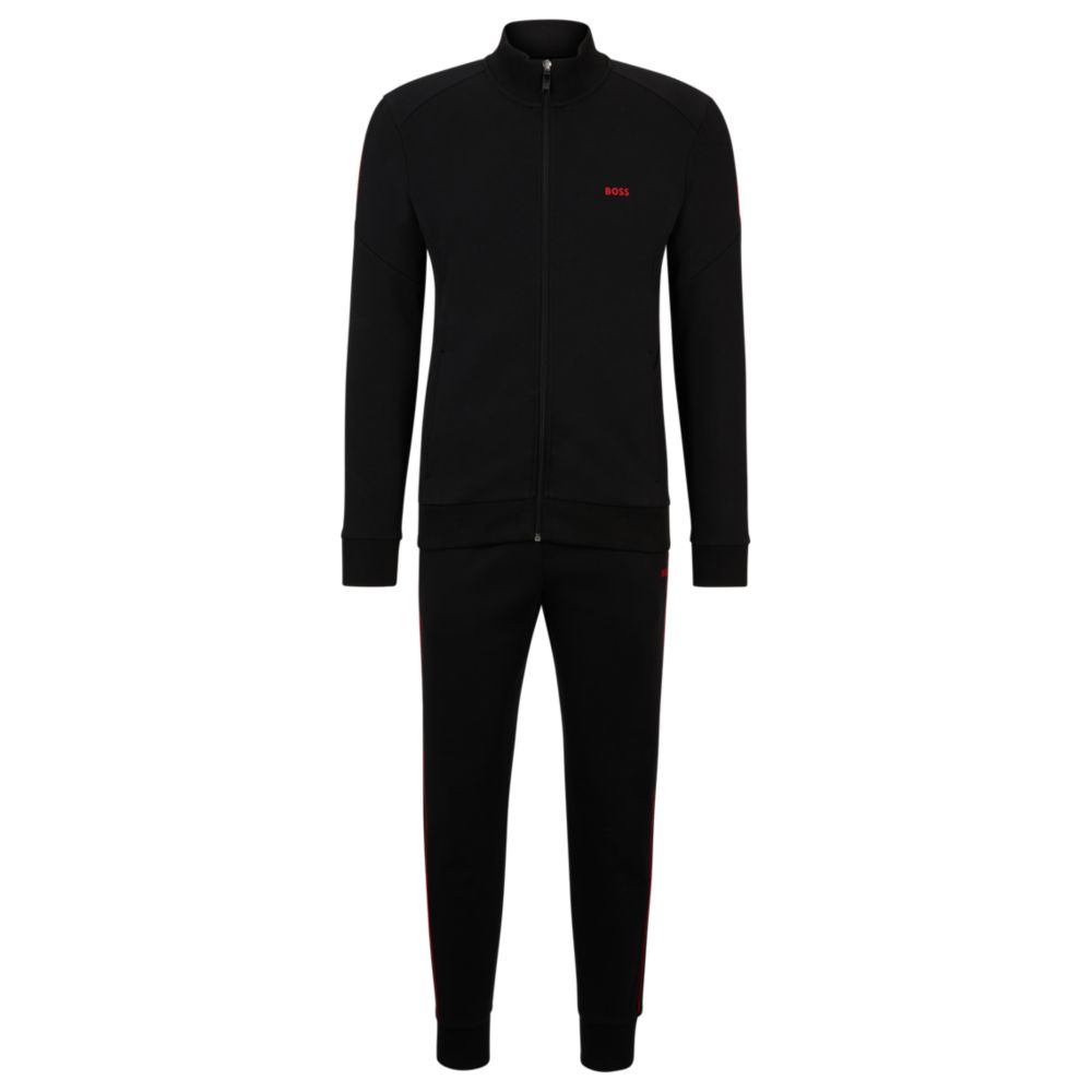 Interlock-cotton tracksuit with contrast branding