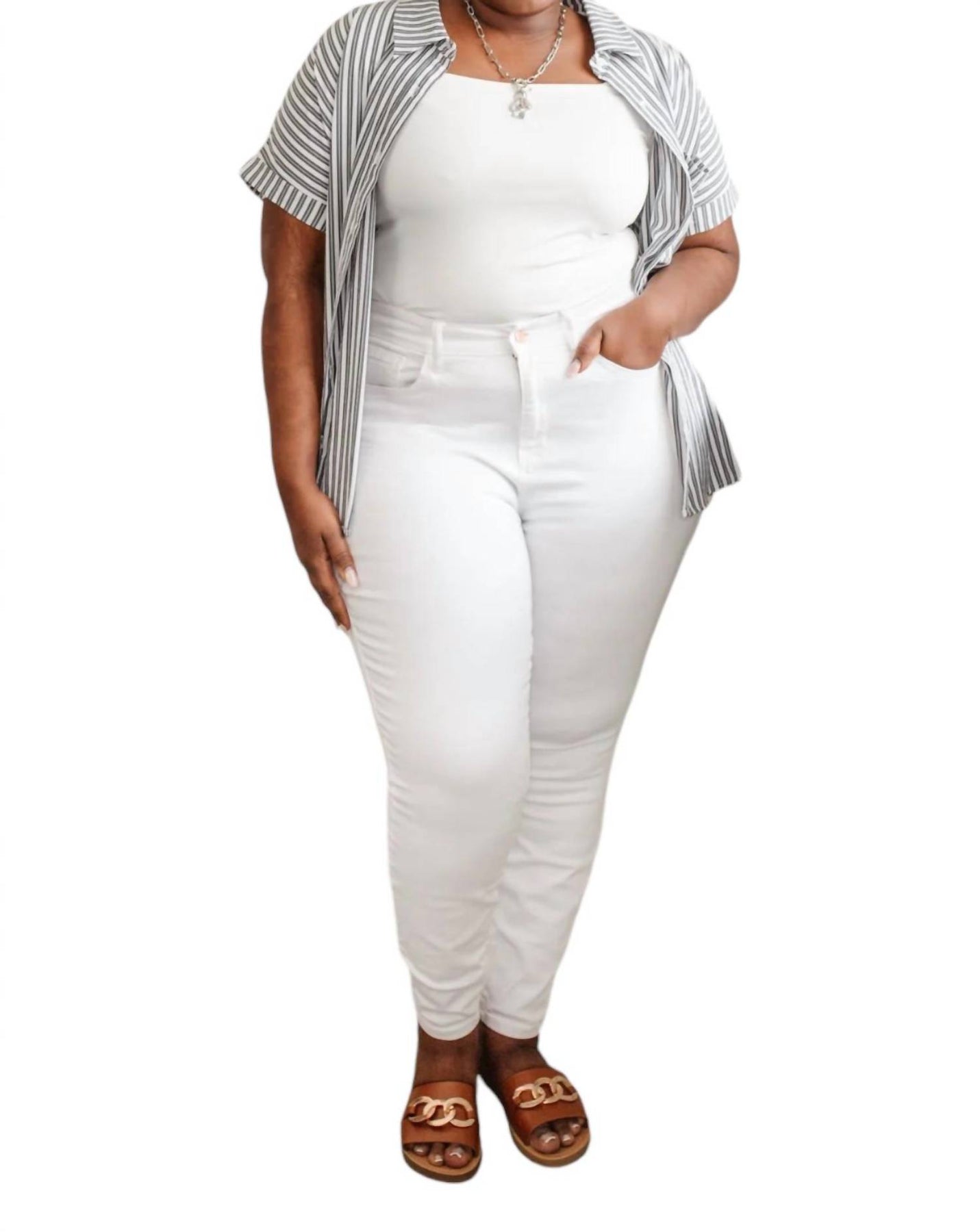 Marina Striped Top Shirt In Grey 7772274720828