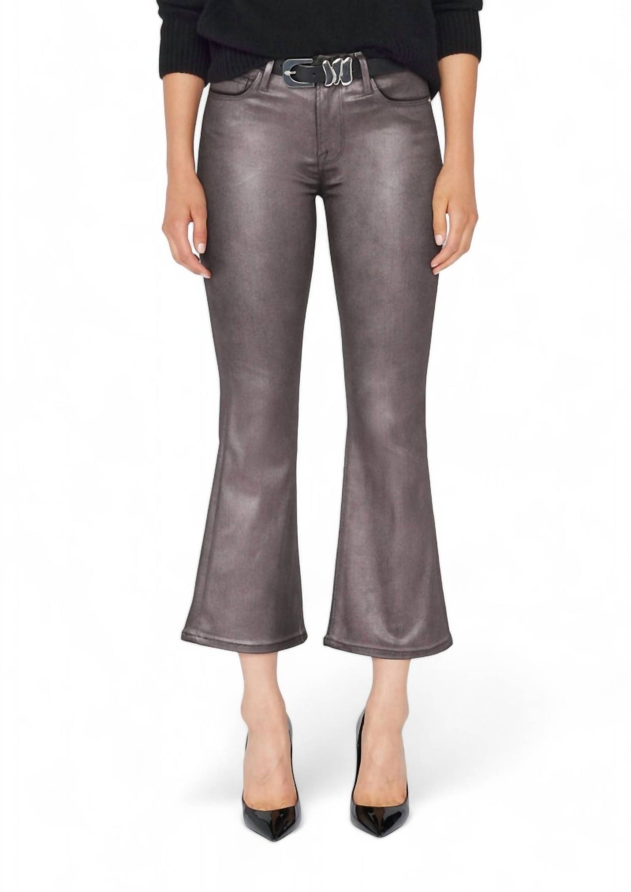 Metallic Crop Mini Boot In Pewter 7742652907580