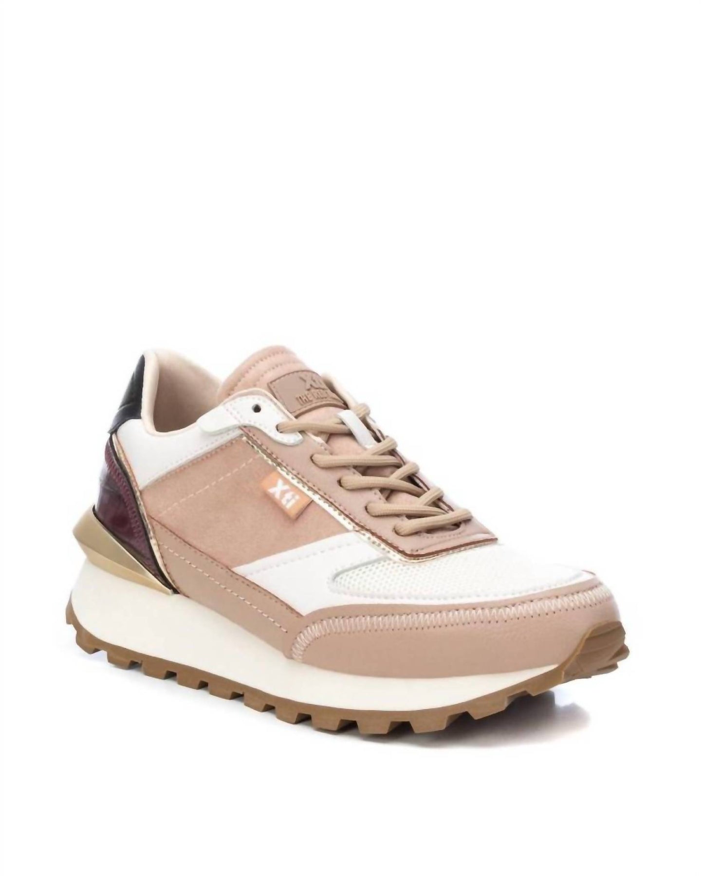 Women's Suede Lace-Up Sneakers In Beige