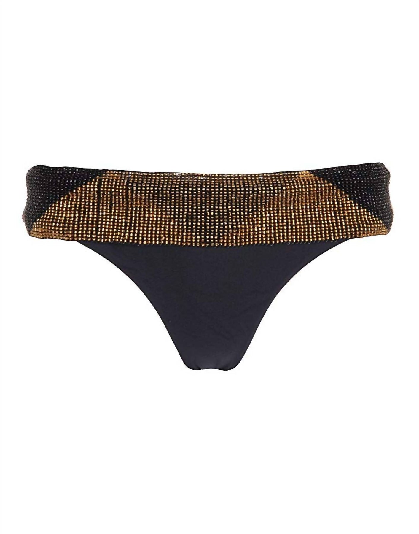 Women Intimate Lingerie Belted Teeny Bikini Panty Underwear In Black Gold