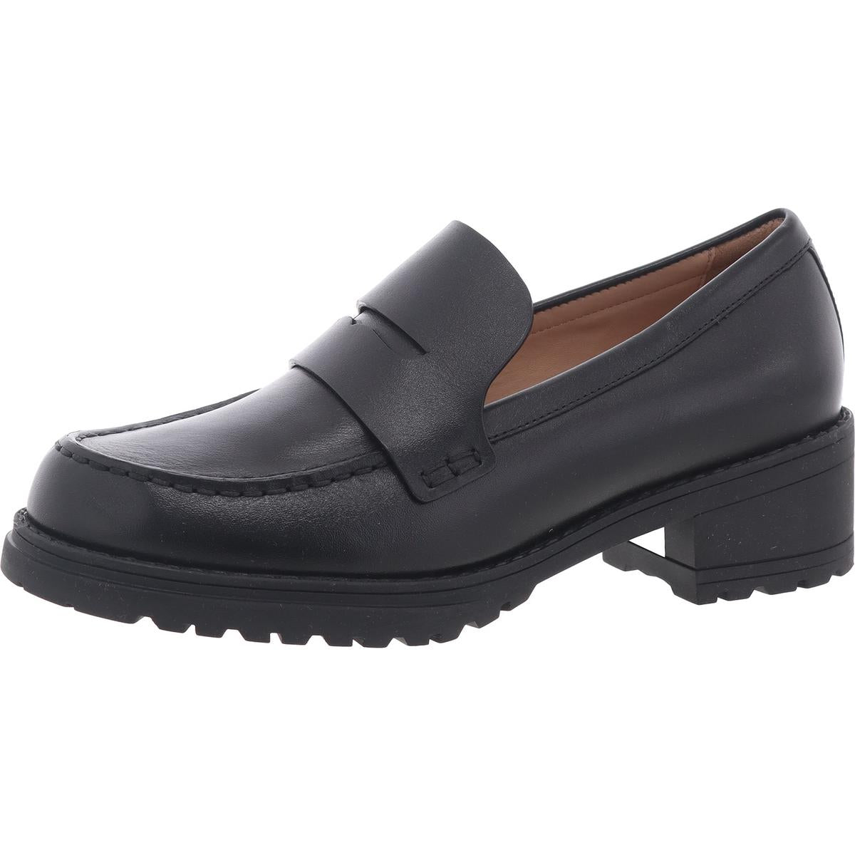 Camea Solid Faux Leather Loafer Heels