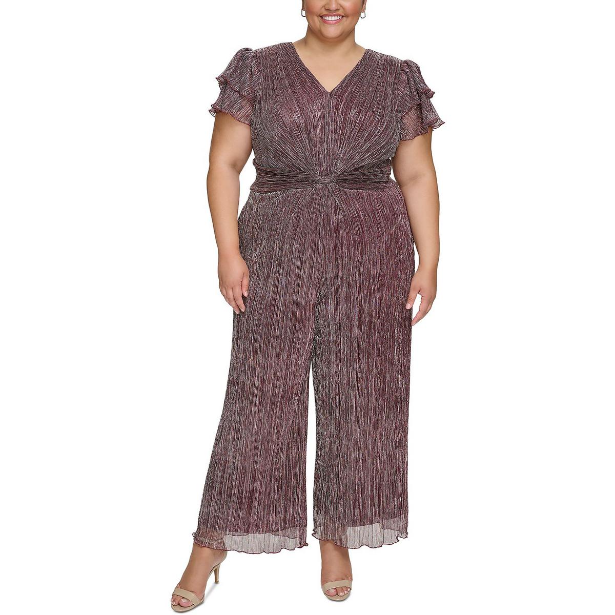 Plus Metallic Twist Waist Jumpsuit