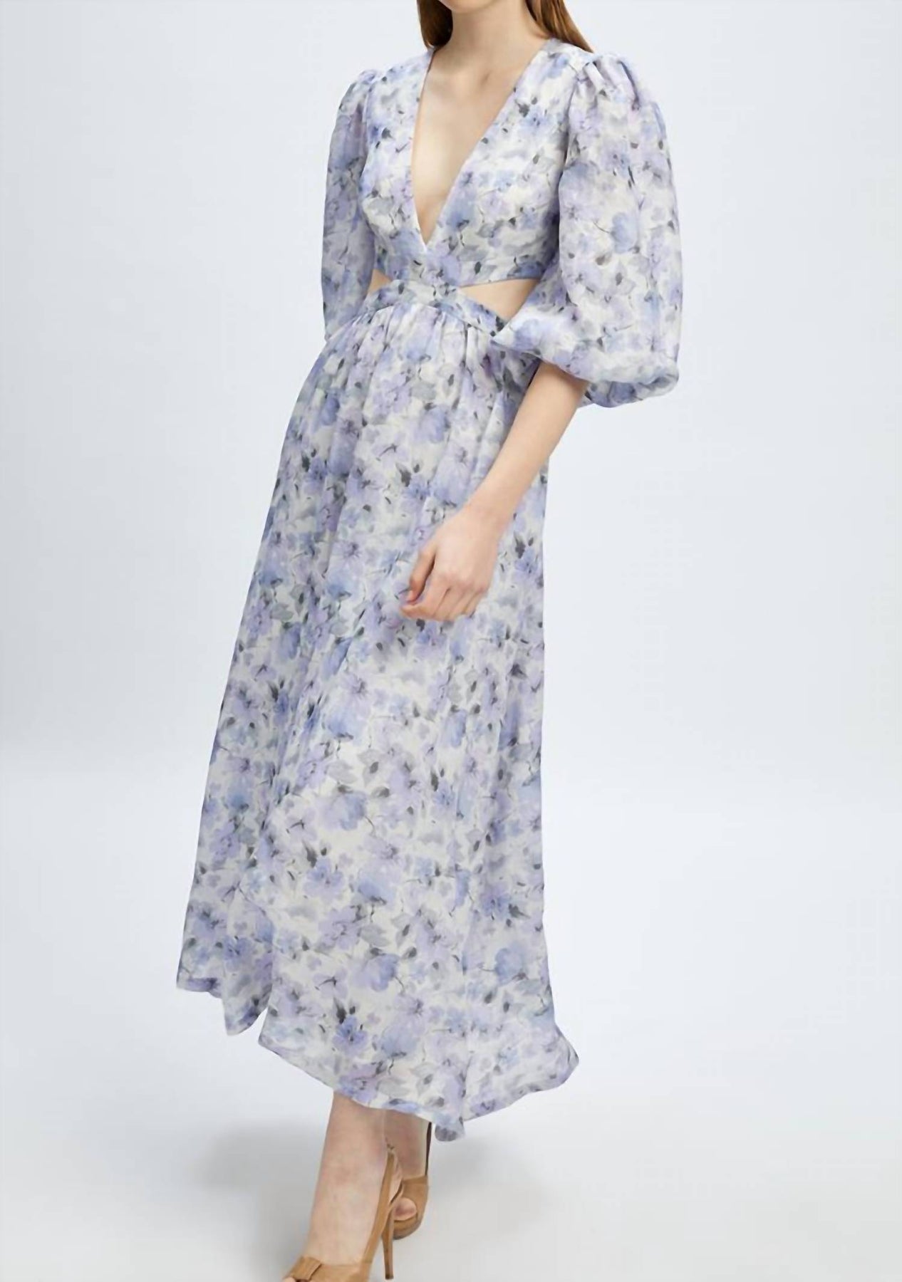 Allston Midi Dress In Lilac Flrl 7258363101244