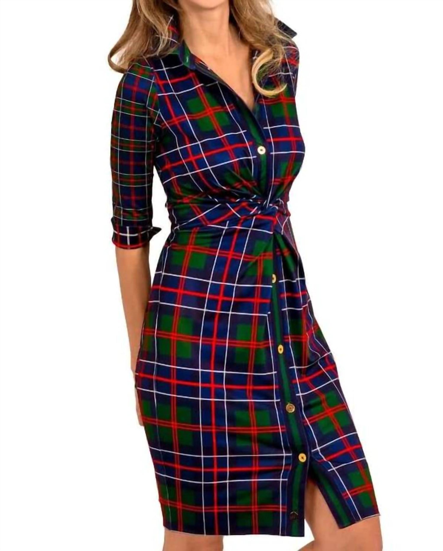 Twist & Shout Dress In Balmoral Multi 7744980025404