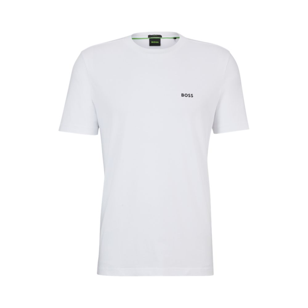 Stretch-cotton regular-fit T-shirt with contrast logo