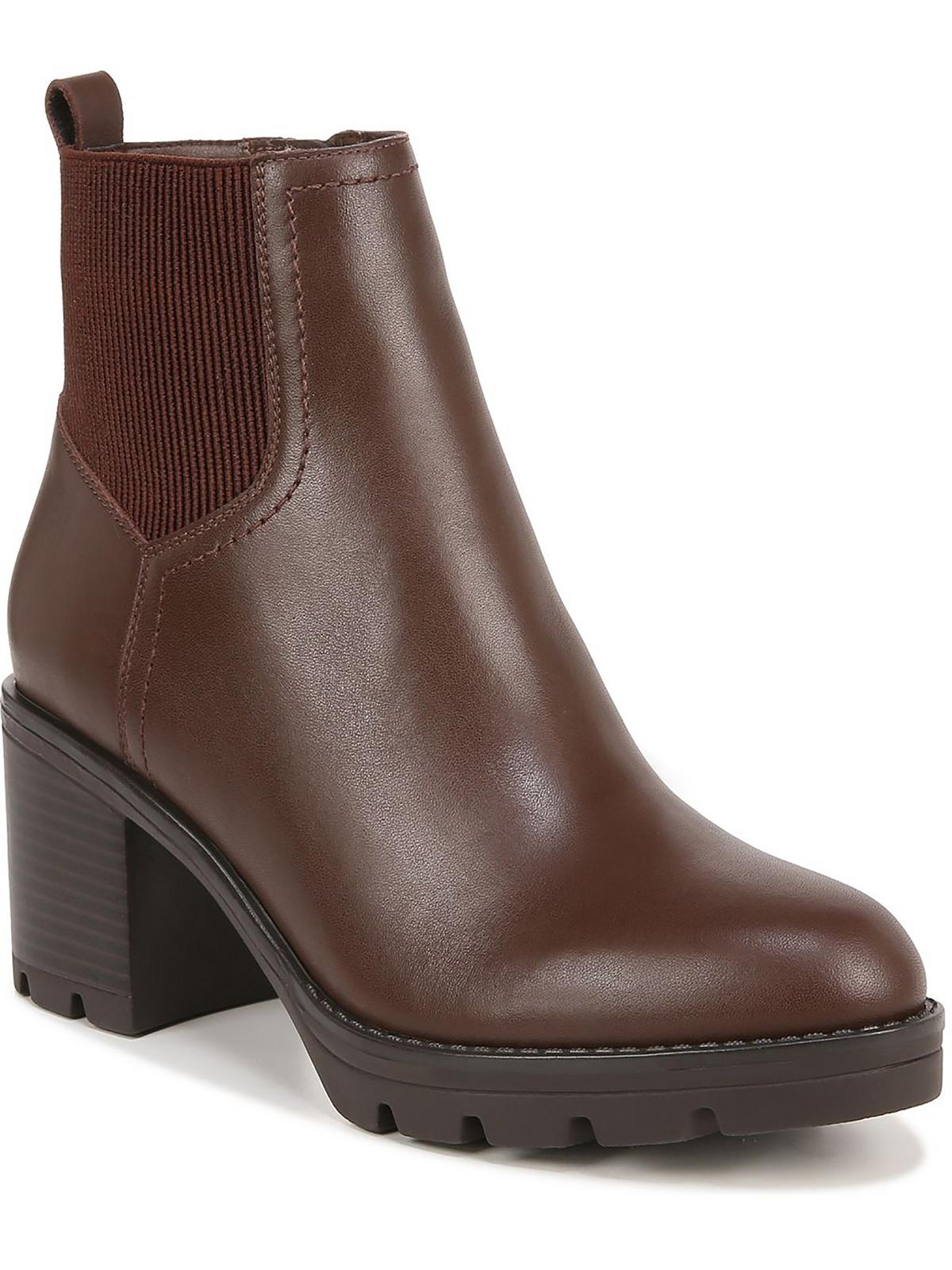 Verney Womens Leather Block Heel Ankle Boots