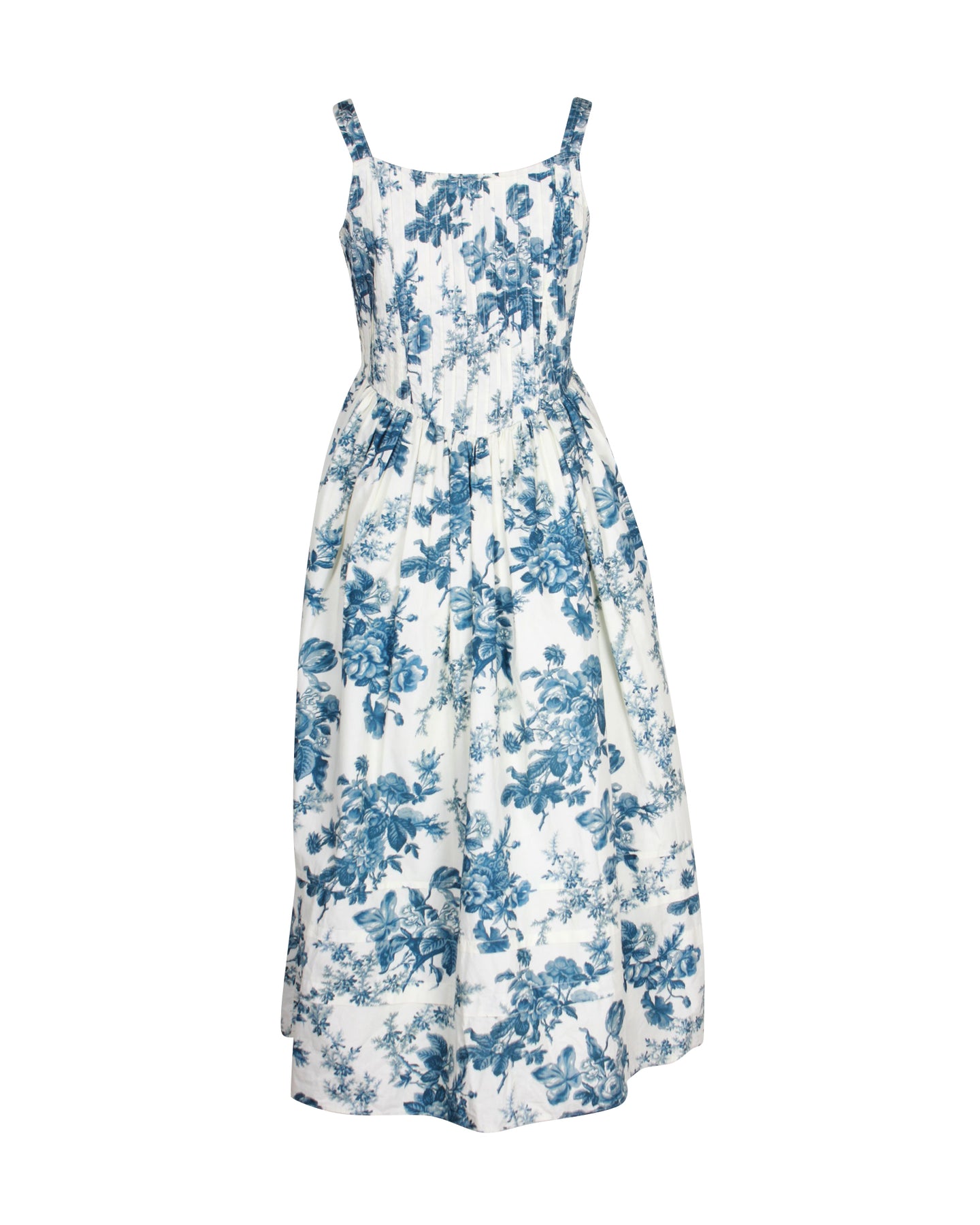 LOVESHACKFANCY Majory Midi Frock Dress in Floral Print Cotton 7826344640572