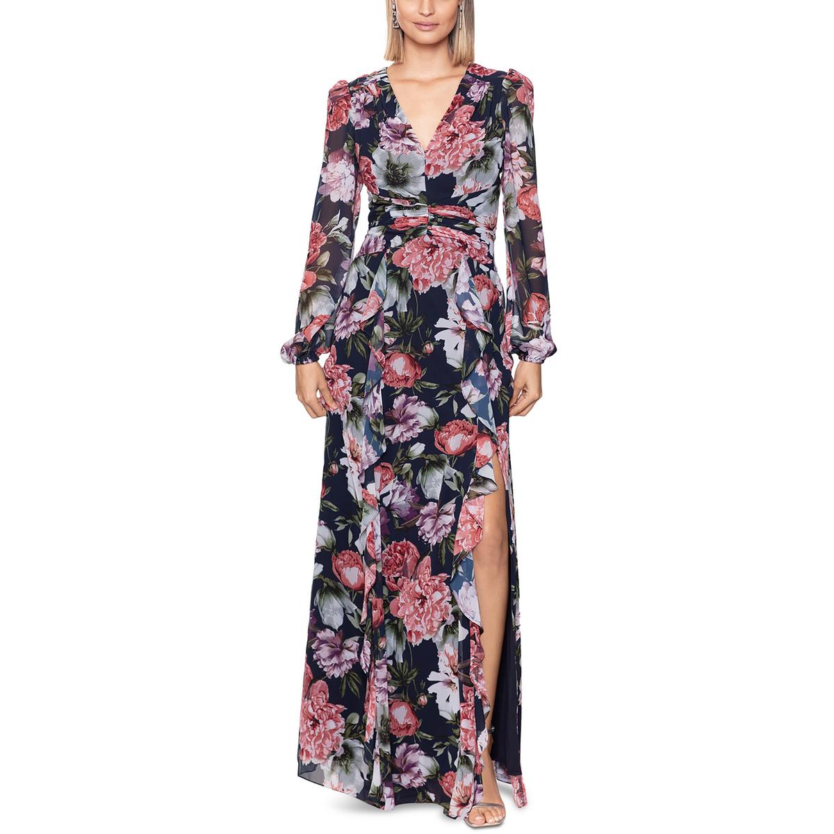 Ruffled Side Slit Cocktail And Party Dress