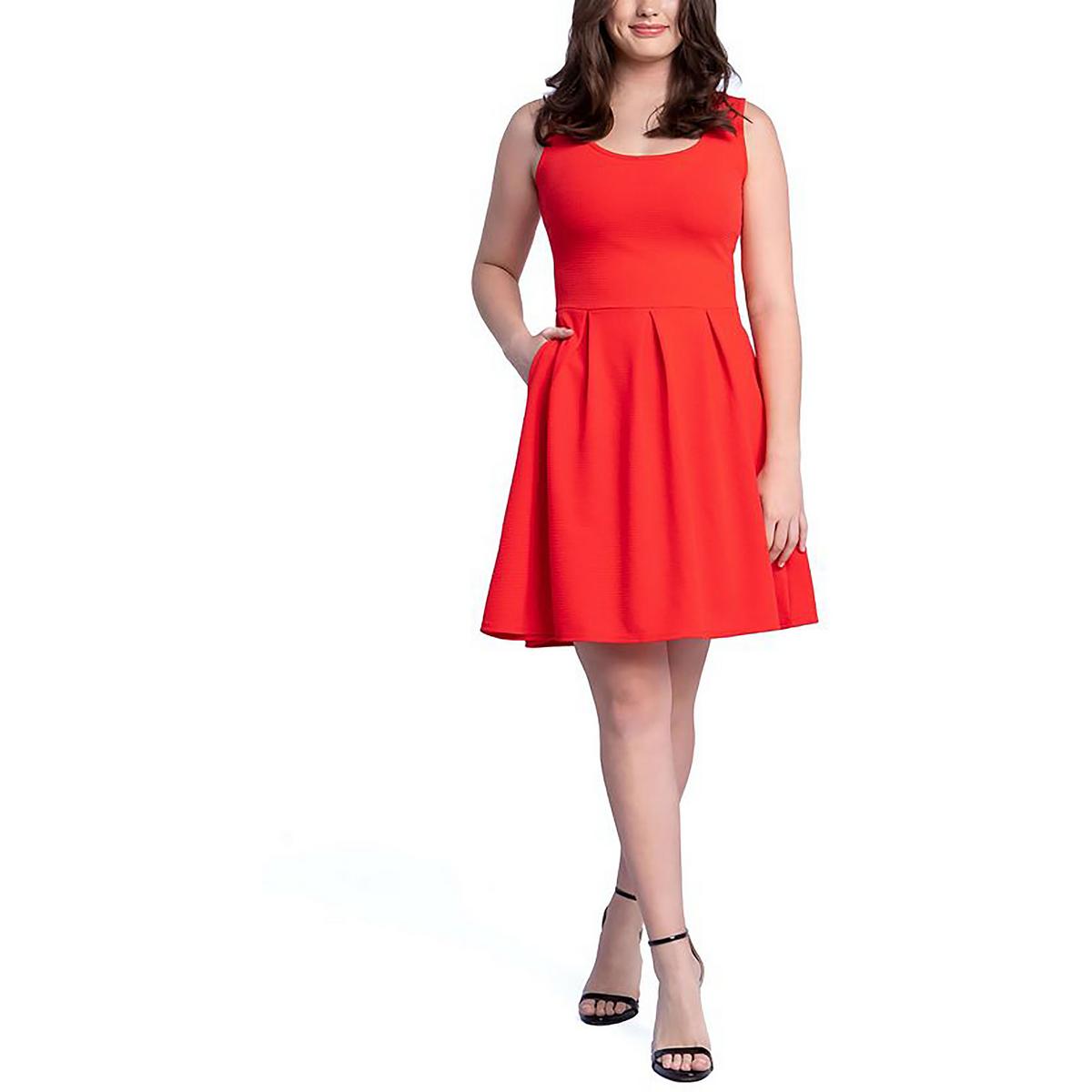 Plus Pleated Textured Fit & Flare Dress