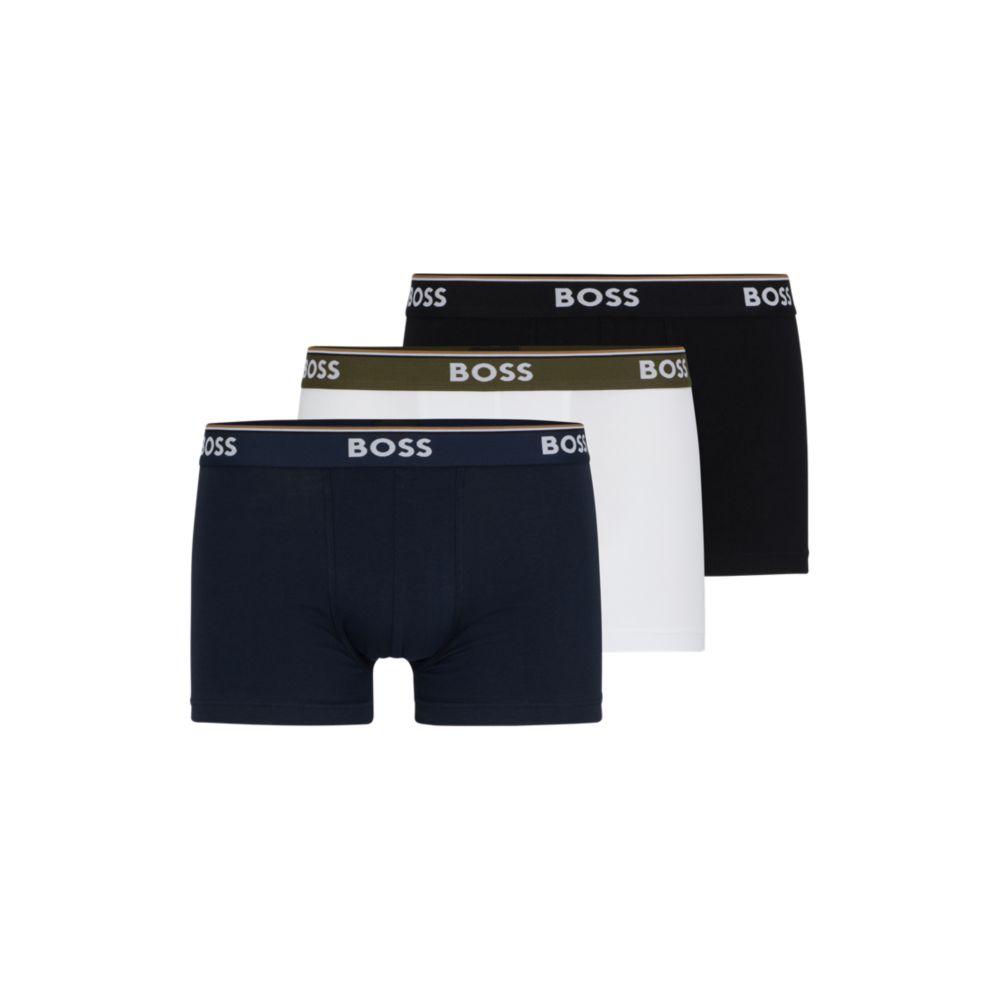Three-pack of stretch-cotton trunks with logo waistbands