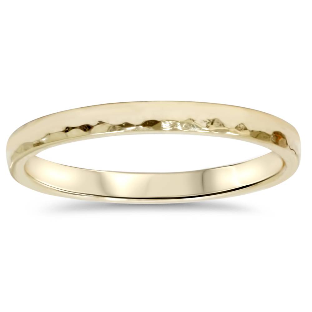 2mm Hammered 14K Yellow Gold Band 7686711083068