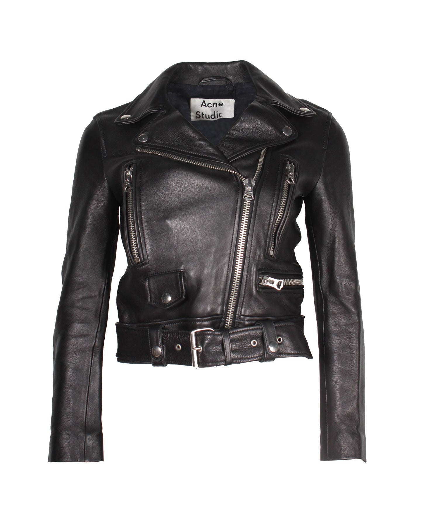 Acne Studios Mock Biker Jacket in Black Leather 7826360827964