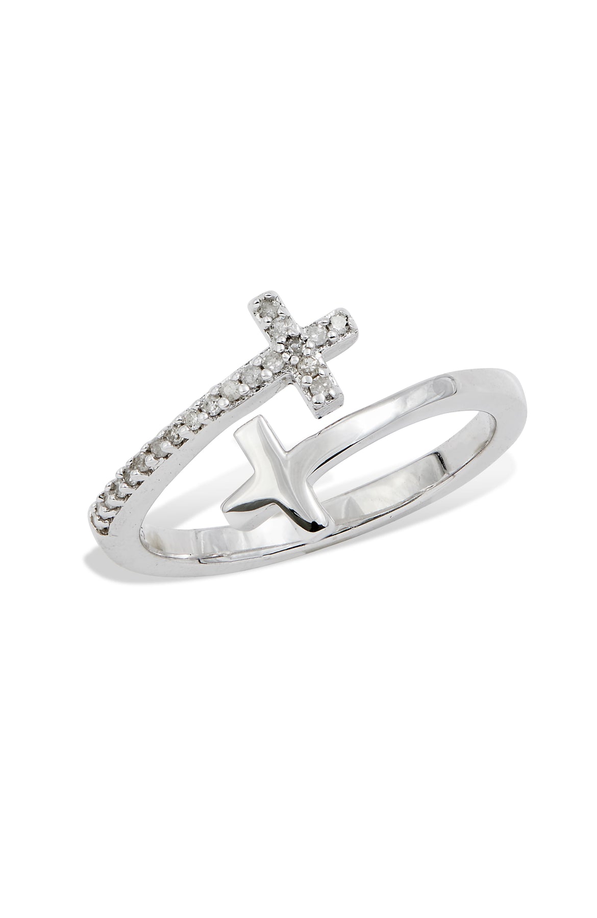.925 STERLING SILVER RHODIUM PLATE DOBLE CROSS RING 7761141989436
