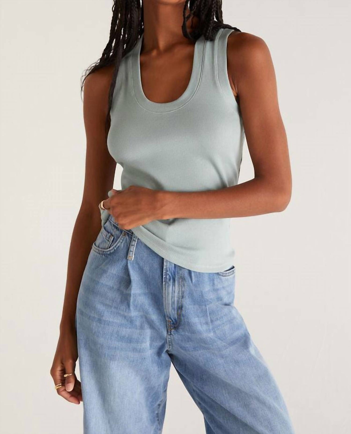 Sirena Rib Tank Top In Jadeite