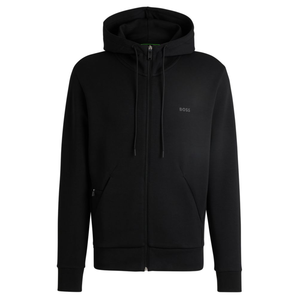 Stretch-cotton zip-up hoodie with logo print