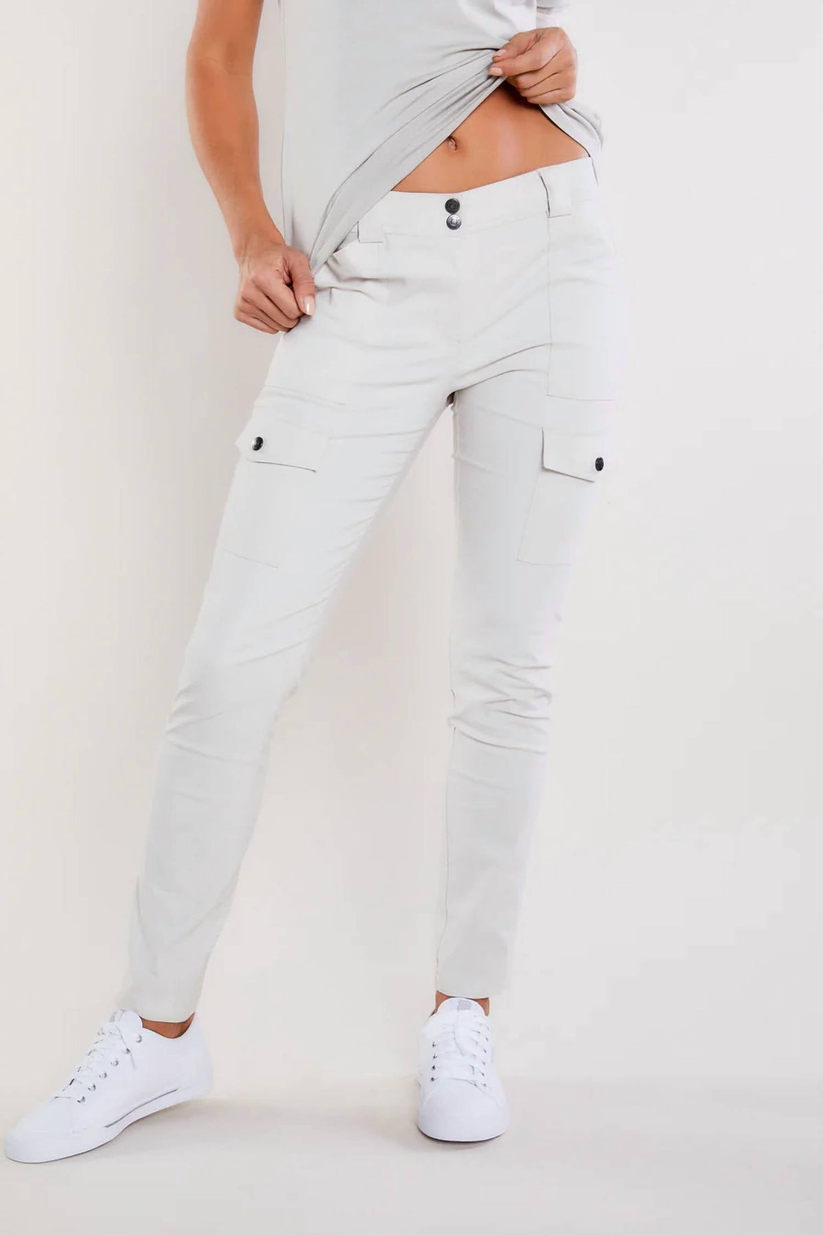 Kate Saira Cargo Pant With Pockets In Stone 7270782697532