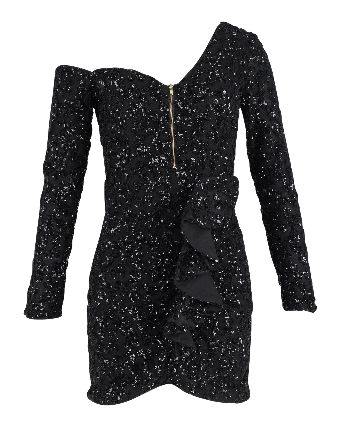 Self-Portrait Sequin-Embellished Off-The-Shoulder Mini Dress in Black Polyester 7802217726012