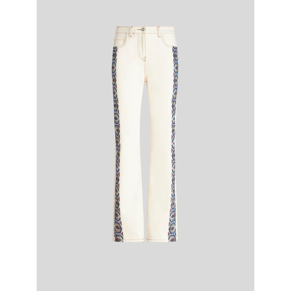 JEANS WITH FLORAL SIDE BANDS 7826217402428