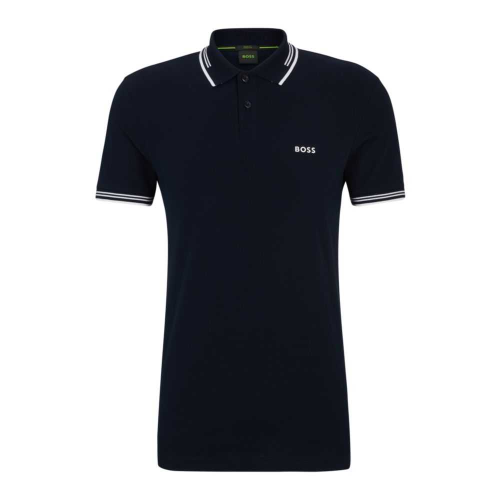 Stretch-cotton slim-fit polo shirt with branding