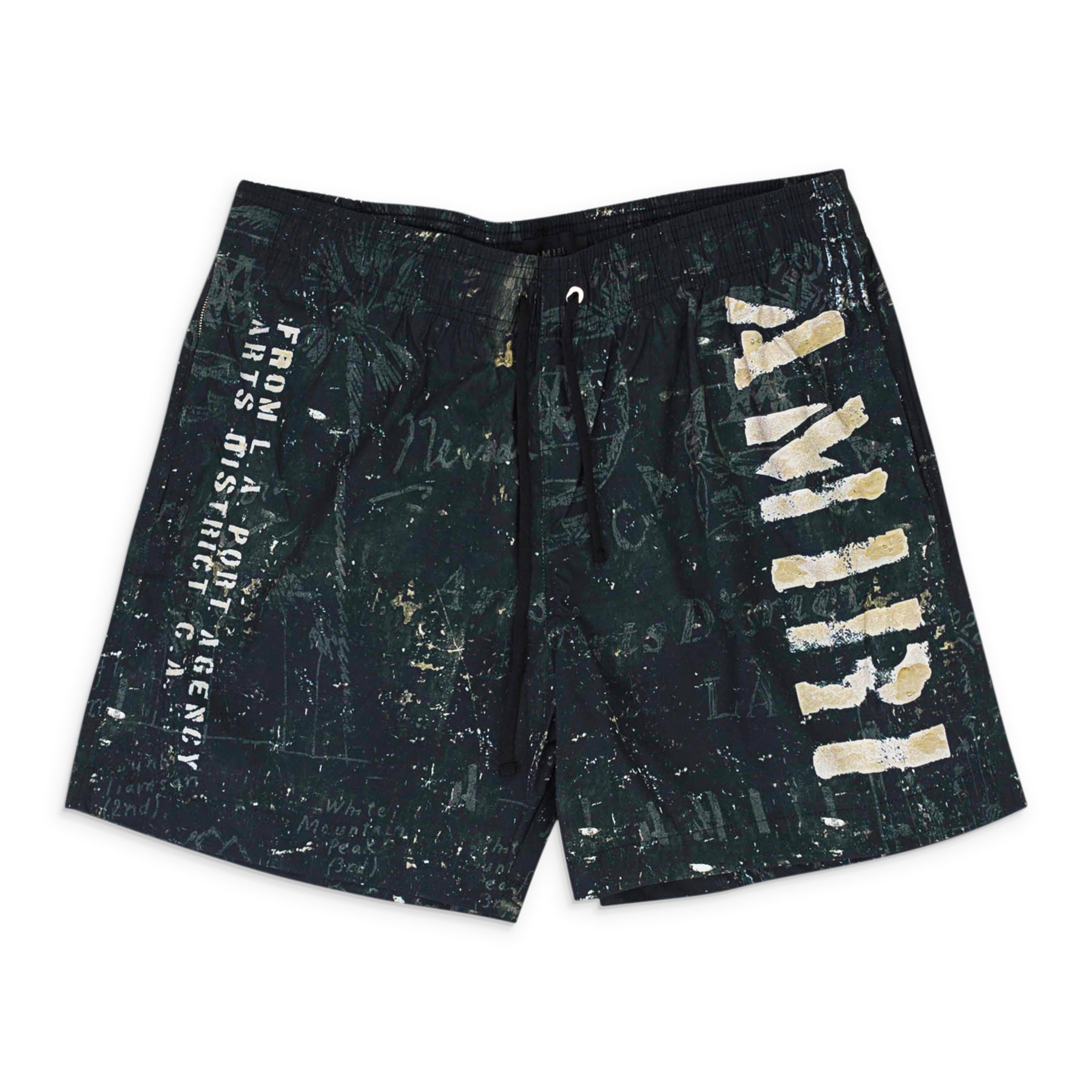 AMIRI STENCIL MILITARY BLACK SWIM TRUNKS 7801493782588