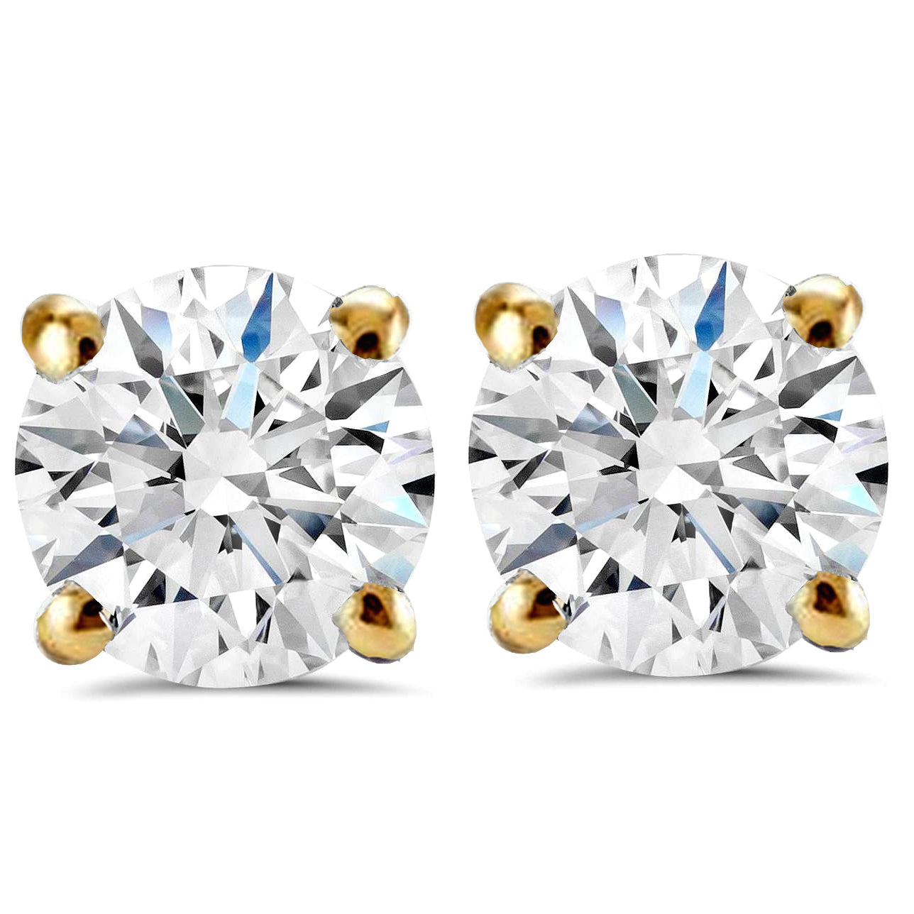 1 Carat (ctw) Diamond Studs in 14k White or Yellow Gold Lab Grown