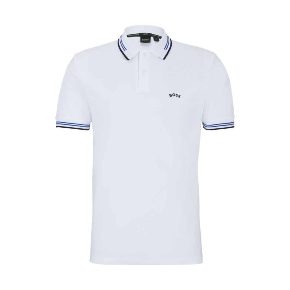 Stretch-cotton slim-fit polo shirt with branded undercollar