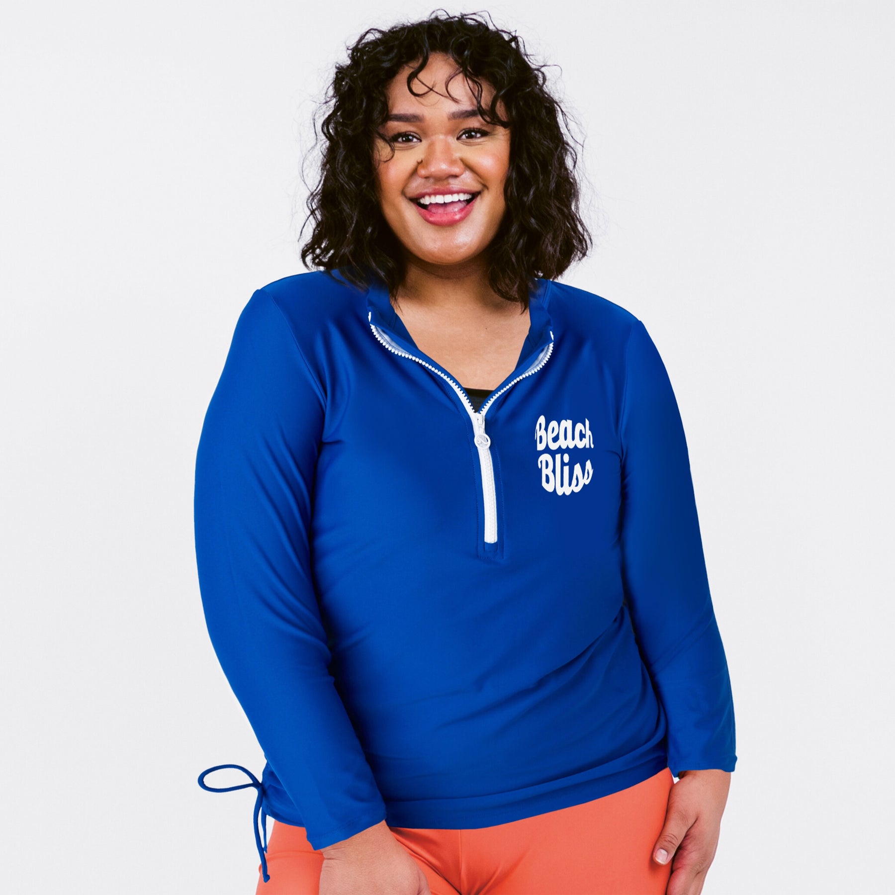 Women's Half-Zip Long Sleeve Rash Guard Nora Swim Top 7761357504572