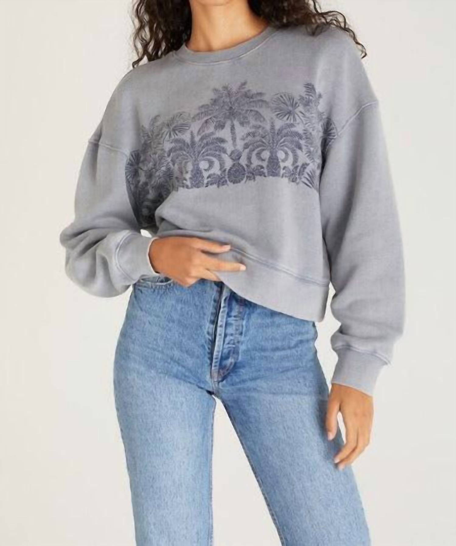 Palm City Landscape Sweater In Grey 7264377634876