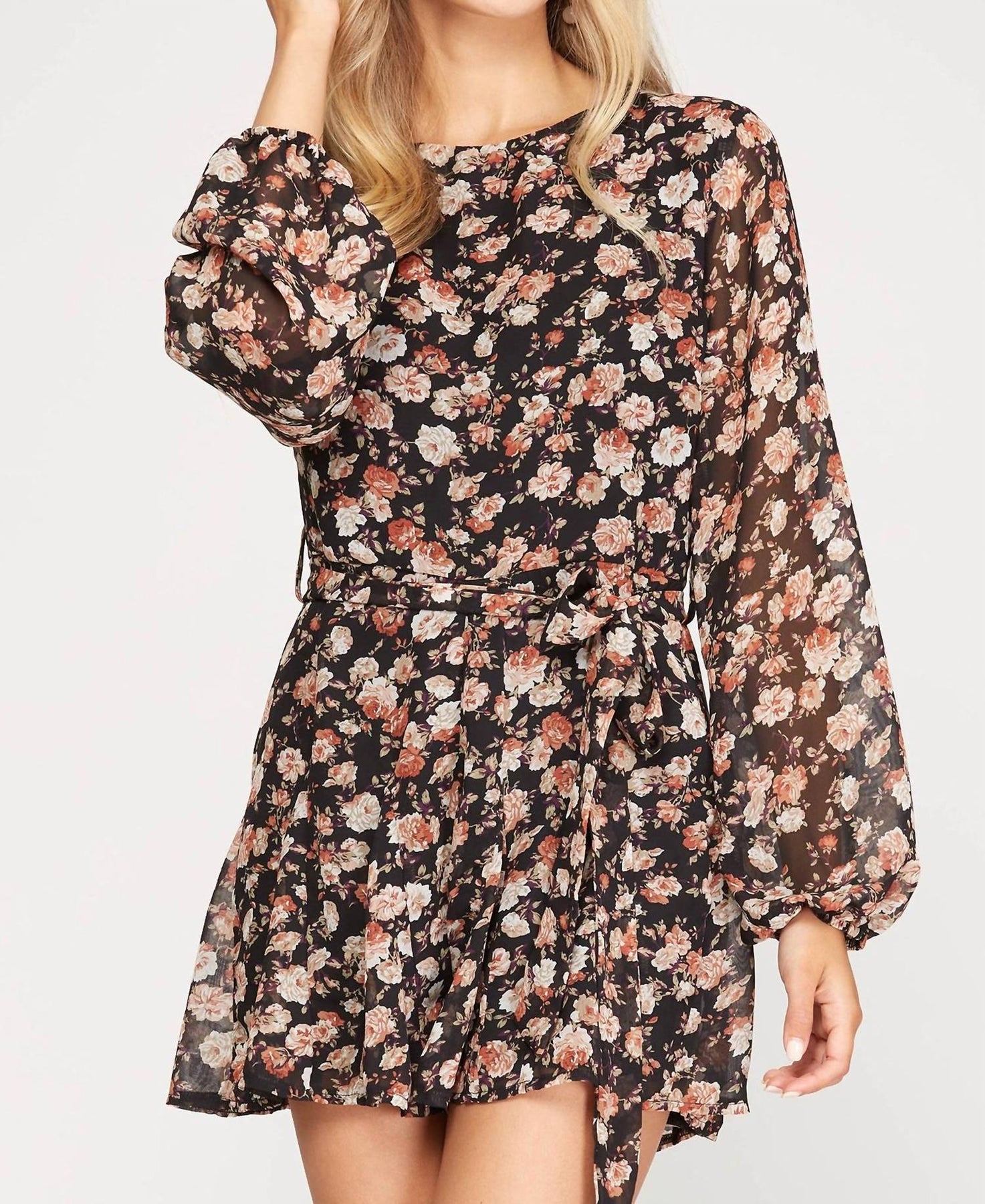 Long Sleeve Romper In Floral Print