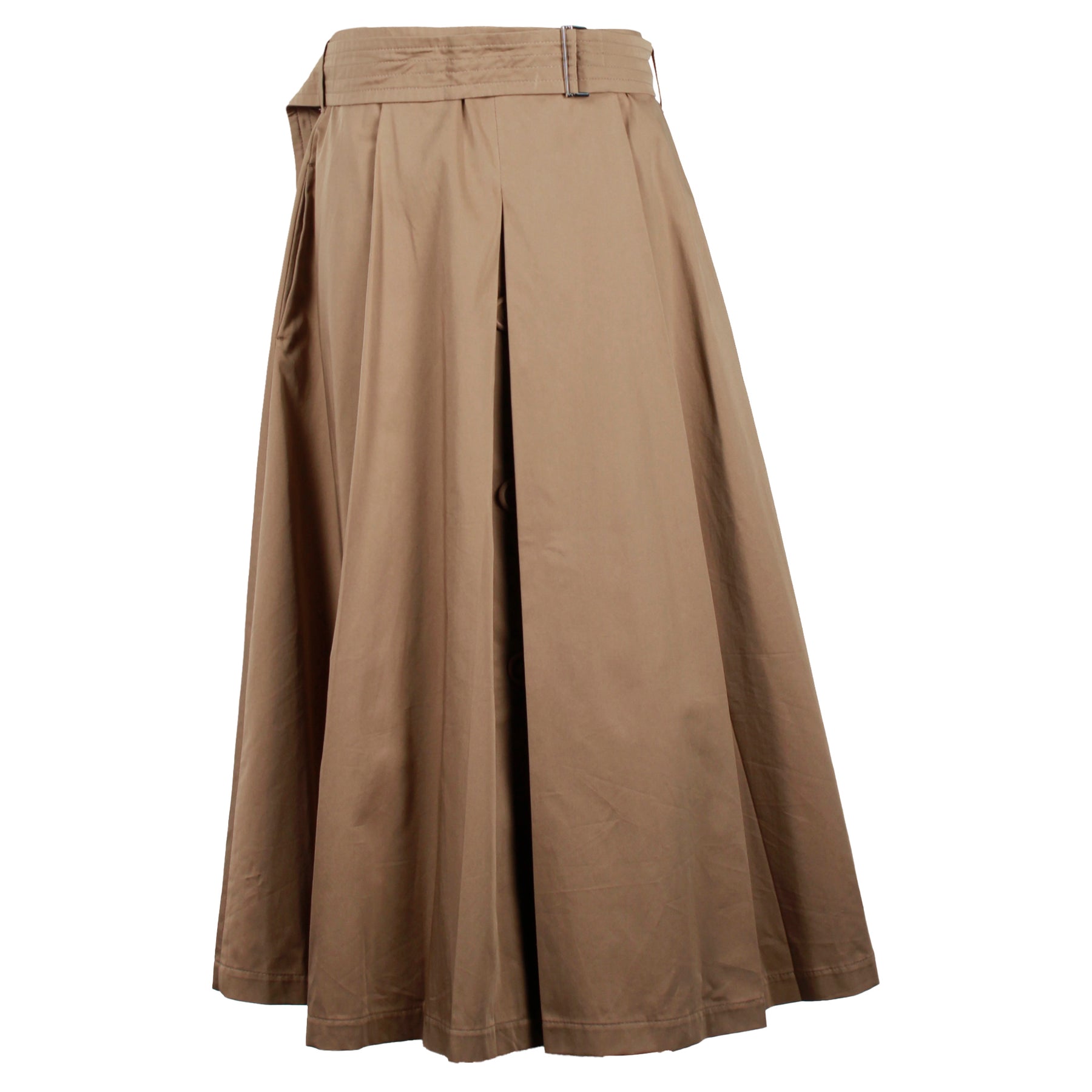 'S Max Mara Pleated Midi Skirt in Beige Cotton 7744754647100
