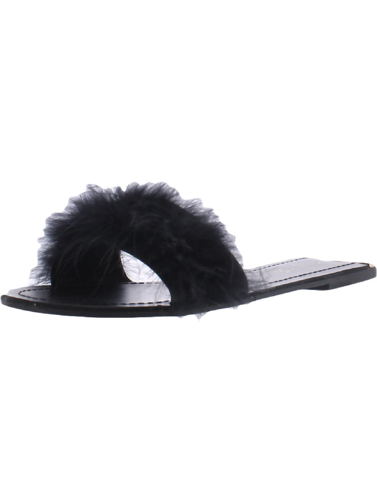 Zoey Womens Feathers Slip-On Pool Slides