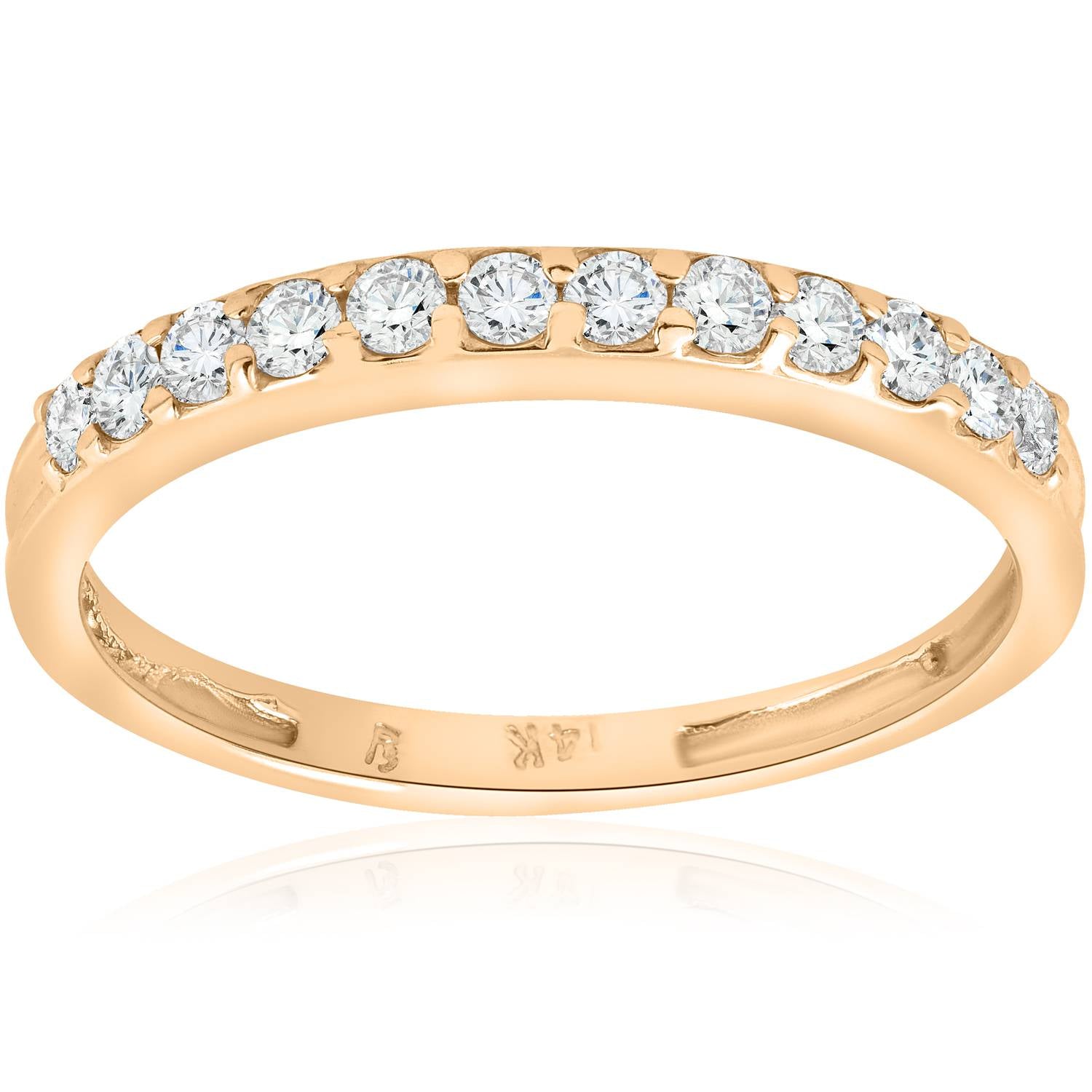 1/2ct Diamond Wedding Ring 14K Yellow Gold Womens Stackable Band Jewelry Round 7688341159996