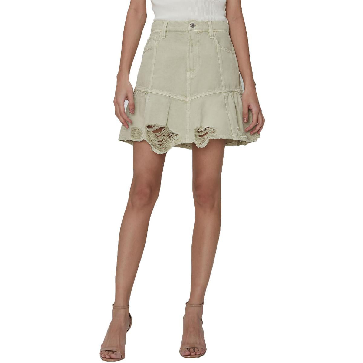 Distressed Denim Mini Skirt