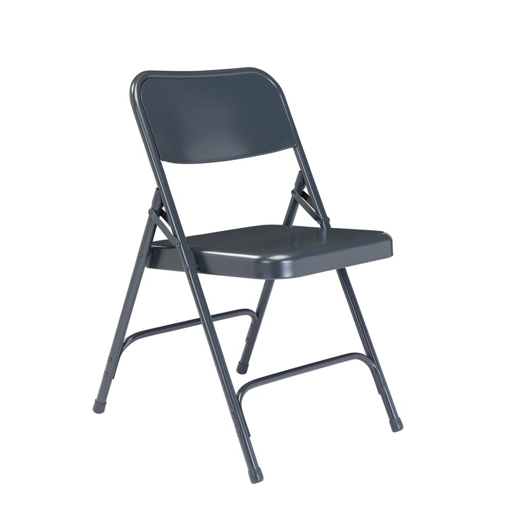 NPS 200 Series Premium All-Steel Double Hinge Folding Chair, Char-Blue (Pack of 4)