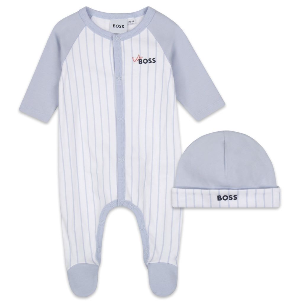 Pale Blue & White Pajamas with Hat