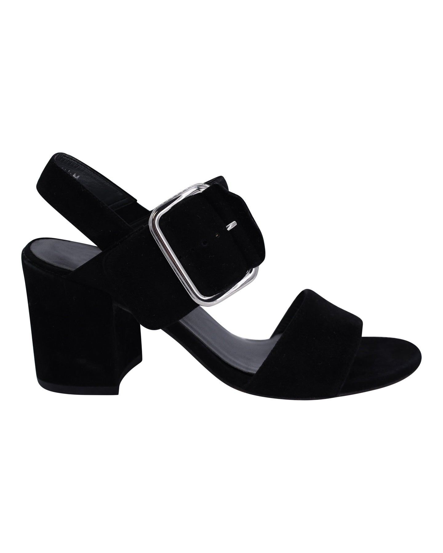 Stuart Weitzman Block Heel Sandals in Black Suede