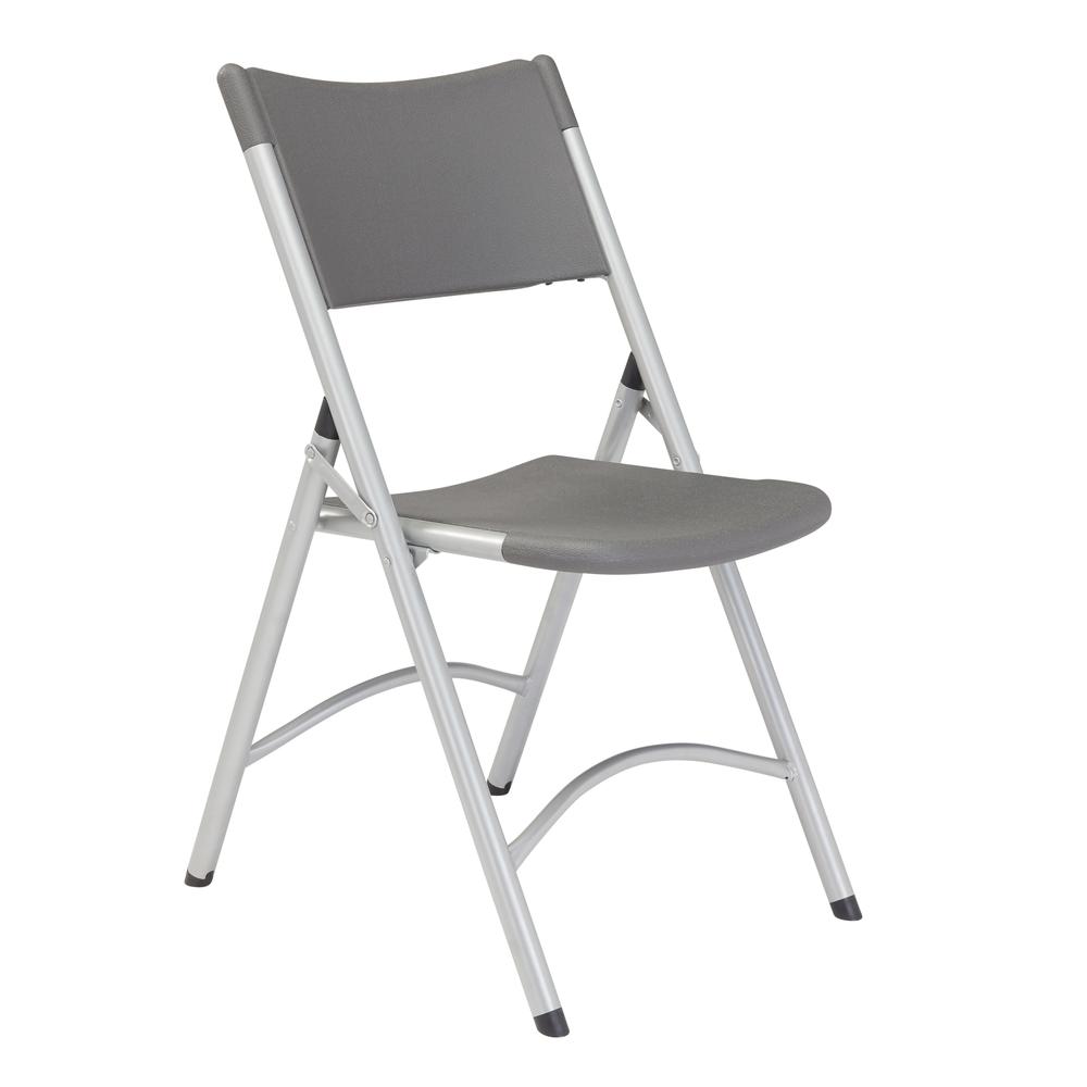 NPS 600 Series Heavy Duty Plastic Folding Chair, Charcoal Slate (Pack of 4)