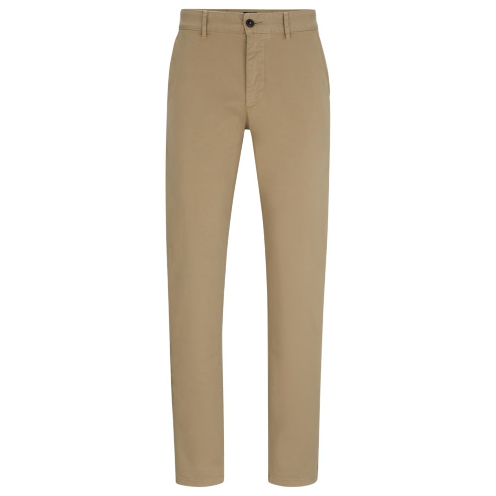 Slim-fit chinos in stretch-cotton satin 7581141205052