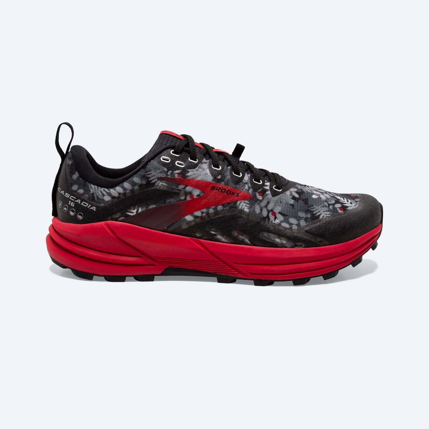 Women's Cascadia 16 Trail Running Shoes - Medium Width In Black/grey/red 7271466762300
