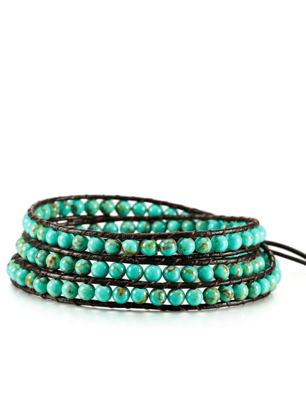 Multi Sea Green Leather Wrap Bracelet 7262175526972