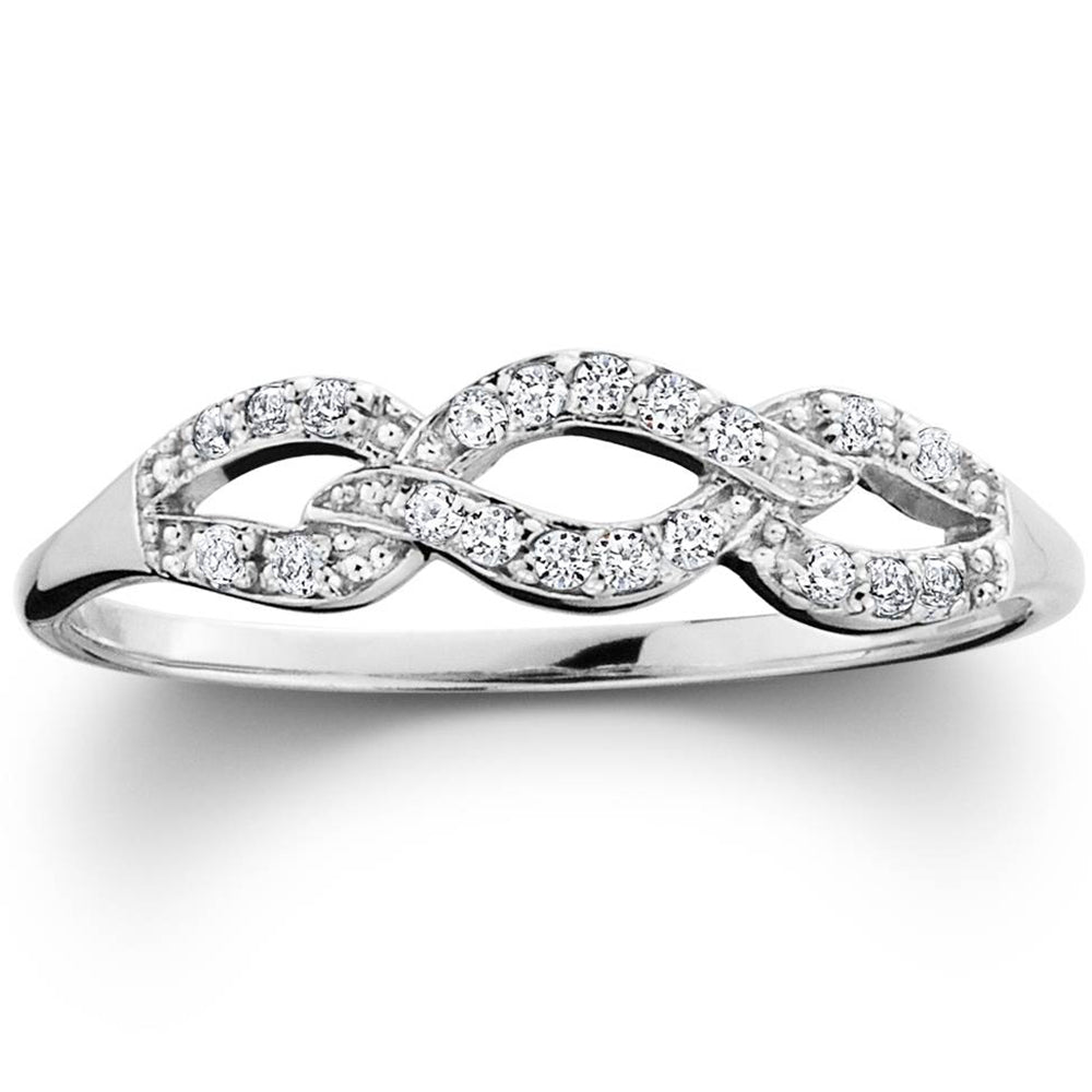 1/10ct Petite Diamond Infinity Ring 10K White Gold 7686683820092