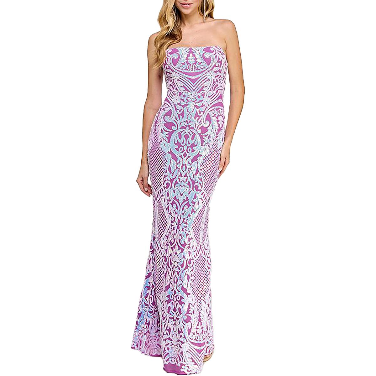 Juniors Sequined Strapless Maxi Dress