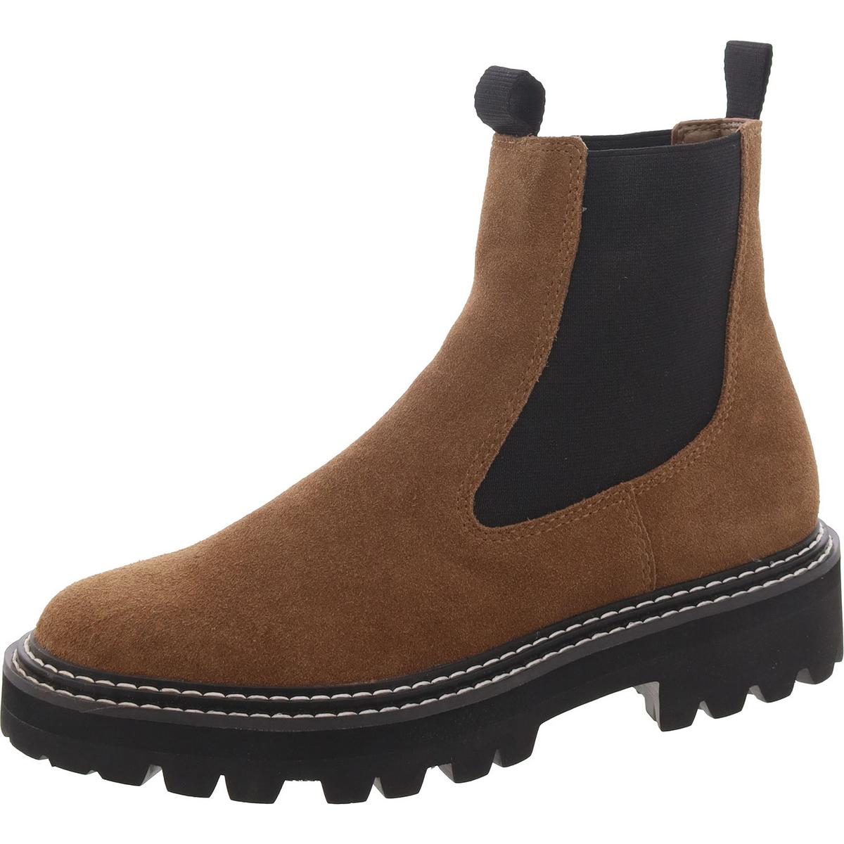Faux Suede Round Toe Chelsea Boots